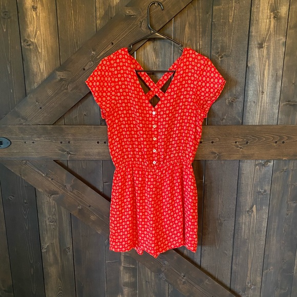 As U Wish Pants - As U Wish Red Floral Romper